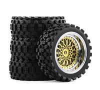 Rc Maquetas Accesorios Para Tamiya Para TT01 Para TT02 Para Kyosho Para Sakura D3 Para Traxxas 4Tec 2.0 Touring 1/10 Neumáticos Carretera Ruedas Llantas Plástico Hexagonales 12 Mm(Yellow)