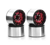 Rc Maquetas Piezas Para Axial Para SCX24 AX24 Para TRX4M Para FMS Para FCX24 1/18 1/24 4 Uds Llanta Rueda Beadlock 1,0 "plato Profundo Estampado Para Cubo Acero RC Crawler(Red)