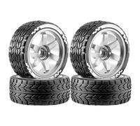 RC Maquetas Piezas para HW Matchbox Domeka 1/10 4 Piezas 12 Mm Conector Aleación Ruedas Goma Modelo Coche RC Fundido A Presión Piezas Todoterreno(Silver)