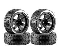 RC Maquetas Piezas para HW Matchbox Domeka 1/10 4 Piezas 12 Mm Conector Aleación Ruedas Goma Modelo Coche RC Fundido A Presión Piezas Todoterreno(Black)