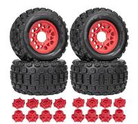 RC Maquetas Piezas para Traxxas para Maxx para Arrma para Granite para Kraton 1/10 4 Uds. Neumático 128mm 12mm Y 14mm Hex RC Car Monster Stunt Truck Parts(Red)