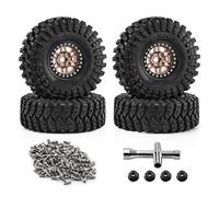 RC Maquetas Piezas para Traxxas para TRX4 D90 para Axial 1/10 Tamaño Grande 125mm 1.9 Beadlock Llanta Rueda Kit Neumáticos Coche Trepador Control Remoto Actualización Piezas(Brown)