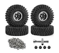RC Maquetas Piezas para Traxxas para TRX4 D90 para Axial 1/10 Tamaño Grande 125mm 1.9 Beadlock Llanta Rueda Kit Neumáticos Coche Trepador Control Remoto Actualización Piezas(Black)
