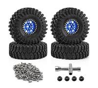 RC Maquetas Piezas para Traxxas para TRX4 D90 para Axial 1/10 Tamaño Grande 125mm 1.9 Beadlock Llanta Rueda Kit Neumáticos Coche Trepador Control Remoto Actualización Piezas(Blue)