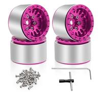 Rc Maquetas Piezas Para TRX4M 1/18 Para SCX24 AX24 1.0 1/24 Para Cubo De Rueda Para Cubo De Rueda De Aleación De Aluminio Para Vehículo Para Rock Crawler(Pink)