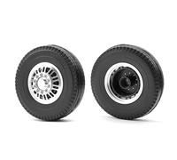 RC Neumáticos Compatible con Tamiya para King para Hauler para ACTROS para Scania 1/14 Piezas De Camión Tractor De Control Remoto 2 Uds Neumáticos De Goma Dura De 85Mm Rueda De Metal