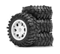 RC Neumáticos Piezas Para Axial Para SCX10 Pro Para Capra Para Traxxas Para TRX4 D90 1/10 Juego 4 Bujes Rueda ABS 88 Mm Y 1,9" Neumáticos Goma Blanda Coche RC Crawler(White)