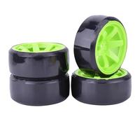 RC Neumáticos Rueda para Traxxas para D4 para HSP para HPI para Tamiya 4PCS 1/10 RC Drift On-Road Wheel Hard Pattern Tire Drifting RC Car Accesorios(Green)