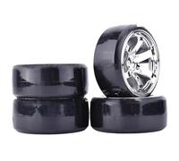 RC Neumáticos Rueda para Traxxas para D4 para HSP para HPI para Tamiya 4PCS 1/10 RC Drift On-Road Wheel Hard Pattern Tire Drifting RC Car Accesorios(Silver)