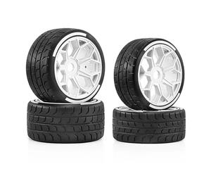 RC Neumáticos Ruedas para Arrma para Firebird para Felony para FSR Flying para Mustang para Racing 1/7 Ruedas Carretera Neumáticos Modelo Flat Run Modificado Crawlers(White)