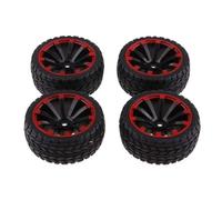RC Neumáticos Ruedas para HSP para HPI para Racing 1/10 Neumáticos Llanta Goma 12mm Hexagonal Rojo Negro 65mm Ancho Conjunto RC Coche Vehículos Todoterreno Camiones sobre Orugas