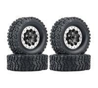 RC Neumáticos Ruedas para WPL C14 C24 B14 B24 B36 para MN D90 para MN99S 4 Uds Llanta Rueda para Cubo con Abalorios Metal Neumático Goma RC Piezas Mejora Coche Modificadas(Silver)