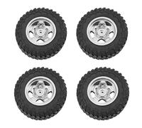 RC Neumáticos Ruedas para WPL para FAYEE para MN 99S 98 MN300 4 Uds Neumáticos Ruedas Metal con Cerraduras Cuentas Coches RC Modificación Mejora Modelo Accesorios(Silver)