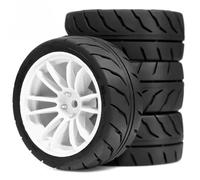 RC Orugas Accesorios Para Tamiya Para TT01 Para TT02 XV01 XV02 PTG-2 Para Hsp Para Hpi Para Kyosho Para Mst 1/10 Neumáticos De Coche RC WRC Hexagonales 12mm En Piezas Carretera(WHITE)