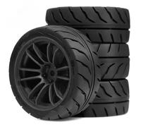 RC Orugas Accesorios Para Tamiya Para TT01 Para TT02 XV01 XV02 PTG-2 Para Hsp Para Hpi Para Kyosho Para Mst 1/10 Neumáticos De Coche RC WRC Hexagonales 12mm En Piezas Carretera(Black)