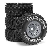 RC Orugas Maquetas Para Arrma Para Mojave Para Grom 4x4 1/16 4 Llantas De Plástico Con Neumáticos Goma Piezas Mejora Para Coche RC Camión Del Desierto(Grey)