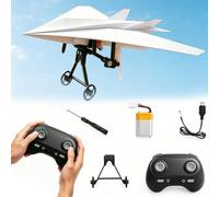 RC Paper Airplane Kit with Gyro Stabilizer,DIY Electric Remote Control Plane with Dual Propellers,Lightweight Foldable Flying Stem Toy,for Kids Beginner Flyers and Backyard (Dual Battery)