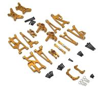 RC Piezas Coche Compatible con MJX 14209 14210 1/14 Piezas De Coche RC Copa De Dirección De Metal Superior Inferior para Juego De Brazo Oscilante Soporte De Torre De Choque Poste del Cuerpo(Yellow)