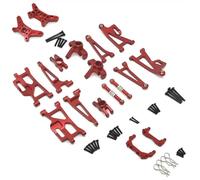 RC Piezas Coche Compatible con MJX 14209 14210 1/14 Piezas De Coche RC Copa De Dirección De Metal Superior Inferior para Juego De Brazo Oscilante Soporte De Torre De Choque Poste del Cuerpo(Red)