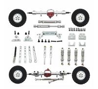 RC Piezas Coche Compatible con MN82 LC79 MN82S MN82Pro MN82T 1/12 RC Piezas De Coche Eje Trasero Delantero De Metal para Varilla De Enlace del Chasis Juego De Neumáticos Amortiguadores(Silver)