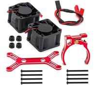 RC Piezas Coche Compatible con Motor 4985 1717 1/5 para Traxxas X para Maxx para Arrma para Outcast 6S 8S RC Truck Parts Metal Ventilador De Refrigeración Dual Disipador Calor(Red)