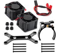 RC Piezas Coche Compatible con Motor 4985 1717 1/5 para Traxxas X para Maxx para Arrma para Outcast 6S 8S RC Truck Parts Metal Ventilador De Refrigeración Dual Disipador Calor(Black)