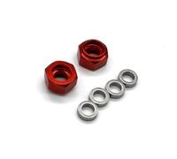 RC Piezas Coche Compatible con Tamiya DT-02 DT03 DT04 58741 1/10 RC Piezas De Coche Rodamiento Aleación Aluminio Metal Hexagonal Uso Rueda Delantera 2 Uds(Red)