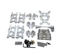 RC Piezas Coche Compatible con WLtoys 144001 144002 144010 124007 124017 124019 1/14 1/12 RC Piezas De Coche Brazo Metal Bloque Dirección Kit Varilla Enlace(Silver)