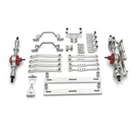 RC Piezas Coche Compatible con WPL C64 1/16 RC, Piezas De Mejora Coche, Pedales Pie Eje Delantero Y Trasero Metal, Varilla Tracción, Marco Suspensión, Base Timón(Silver)