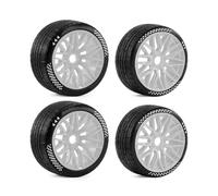 RC Reemplazos Piezas Para ARRMA 1/7 Para Felony Para Infraction 6S Para FS Para Racing Para Mustang GT Rueda Hexagonal 17mm Juego Neumáticos Escalonados RC 2 Uds Delantero Trasero(White)