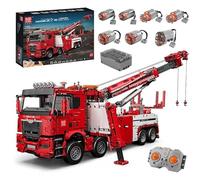 RC Toys Pleyer Mould King 17027 - Camión de bomberos con grúa, camión, 4883 piezas, gran construcción grúa camión modelo, con 7 motores, tecnología 2.4 G mando a distancia