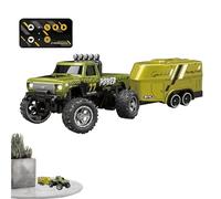 RC Truck - Auto controlado remoto, RC Truck Crawler | Vehículo RC de camión pequeño, rastreador fuera de carretera recargable, camión RC para niños desde 6 años, 1 64 escala con luces para el interior