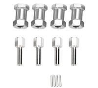 RC Wheel Hub Extension 20mm | 12mm Hex Drive Adapter for 1/10 Scale Drift Car/Buggy/Crawler | 4PCS Aluminum Alloy Hub Spacers (Silver)