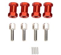 RC Wheel Hub Extension 20mm | 12mm Hex Drive Adapter for 1/10 Scale Drift Car/Buggy/Crawler | 4PCS Aluminum Alloy Hub Spacers (Red)