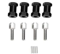 RC Wheel Hub Extension 20mm | 12mm Hex Drive Adapter for 1/10 Scale Drift Car/Buggy/Crawler | 4PCS Aluminum Alloy Hub Spacers (Black)