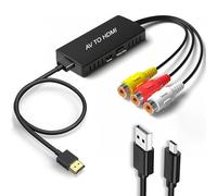 RCA a HDMI Adaptador HDMI, 720/1080p Convertidor Audio y Video Compatible con PAL/NTSC para PC Portátil PS2 PS3 Xbox N64 STB VHS VCR Cámara DVD