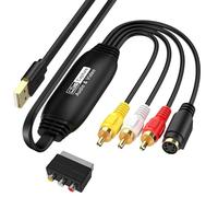 RCA a HDMI Adaptador, Tarjeta de Captura de Video USB, Grabadora de Transferencia de Audio y Vídeo RCA AV a USB para PC, Cámara DV, DSLR, DVD, Compatible con Windows y Mac OS.
