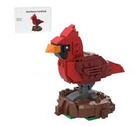 RCARTOYRTR MOC-153195 - Juego de bloques de construcción de pájaros cardenales del norte con base, kit de construcción de modelo temático de animales para adultos, decoración de escritorio para el