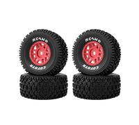 RCAWD 4 ruedas de neumáticos RC 1/16 para Arrma Mojave Grom ARA2104 ARA2304 ARA2304S Neumáticos de goma de nailon prepegados, pieza mejorada, cubo hexagonal de 12 mm (rojo)