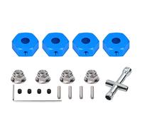 RCAWD Adaptador de cubo hexagonal de rueda de aleación mecanizada de 14 mm, tuerca de bloqueo dentada M4 para 1-10 Arrma 3s y Mega550 Vorteks Senton Granite Big Rock Tyfon (azul)