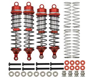 RCAWD RC ARRMA Amortiguador delantero y trasero de metal montado para Arrma 1/10 granito BIGROCK SENTON Typhon reemplaza AR330550 AR330551 pieza mejorada 4 piezas (rojo)