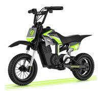 RCB KIDS R9X Pro Moto Eléctrica Niños, Motocicleta con 350W & Batería 5,2AH, Alcance 16KM, 3 Modos De Velocidad-10/15/25 km/h, Doble Suspensión, Moto Cross para Infantil hasta 80 KG (Verde)