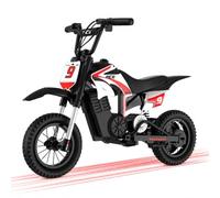 RCB KIDS R9X Pro Moto Eléctrica Niños, Motocicleta con 350W & Batería 5,2AH, Alcance 16KM, 3 Modos De Velocidad-10/15/25 km/h, Doble Suspensión, Moto Cross para Infantil hasta 80 KG (Rojo)