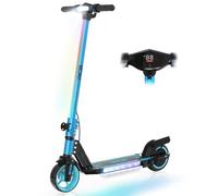 RCB R12 Patinete Eléctrico Niños para 6-12 años, hasta 15 km/h y 10 km, 6.5" Plegable Patinete Eléctrico,Luces de Arco Iris, Dos Tipos Frenos, Pantalla LED, Regalos para Niños