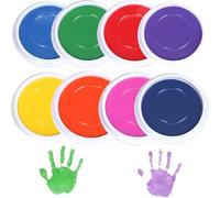 Rcbzzp 8 Piezas Niños Tinta para Huellas, Juego de Almohadillas de Tinta, Lavable Tinta, DIY Stamp Pintura de Dedo, para Huellas, Álbumes de Recortes, Manualidades de Papel (8 Colores)