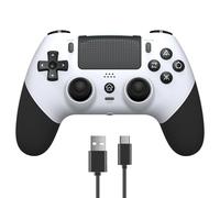 RCCBOOST Mando para PS4 con TURBO MACRO, 2024 Nuevo Joystick Efecto HALL Sensible Sin Deriva, Batería 1000mAh Mando para PS4/ Pro/Slim con 3.5mm Audio Jack(White)
