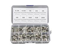 RCGKNNMUZ Fusible 100 Piezas 5x20 mm Fusible de Tubo de Vidrio de soplado rápido Kits Surtidos Fusibles de Vidrio de soplado rápido 0.2A 0.5A 1A 2A 3A 5A 8A 10A 15A 20A 5 × 20