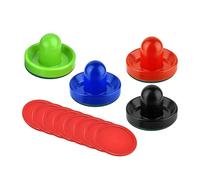 RCGOFOLLOW 4 empujadores de Hockey de Aire y 8 Discos 2,5 Pulgadas para mesas Juego Familiares, Fiestas, para Blanco y Negro , 4 Colores , 96 x 60 mm