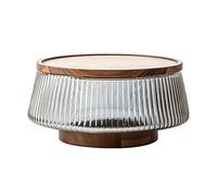 RCGOFOLLOW Bandeja de frutas de base con base Para madera y cubierta Para madera Bandeja frutas vidrio acacia transparente elegante y versátil Ensaladera, tipo+4