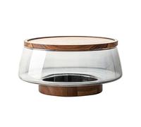 RCGOFOLLOW Bandeja de frutas de base con base Para madera y cubierta Para madera Bandeja frutas vidrio acacia transparente elegante y versátil Ensaladera, tipo+3